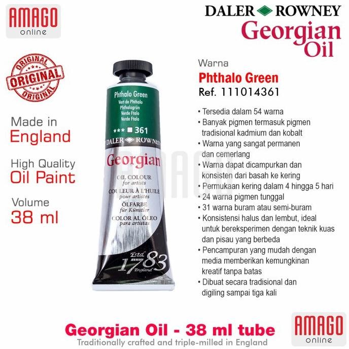 

Cat Minyak Lukis DALER-ROWNEY Georgian Oil 38 ml - Phthalo Green - 111014361 AST