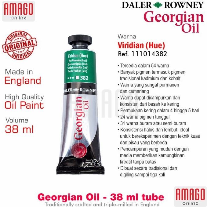 

Cat Minyak Lukis DALER-ROWNEY Georgian Oil 38 ml - Viridian Hue - 111014382 AST