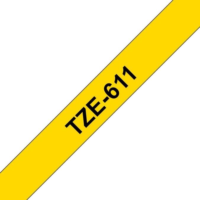 

Brother Label Tape Tze-611 6Mm Black On Yellow Laminated Tape Tze611 New Stok