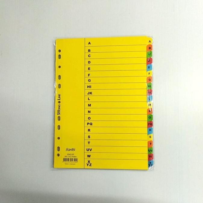 

Divider Bantex 6043 Devider Pembatas ABJAD (A-Z) Warna A4 AST