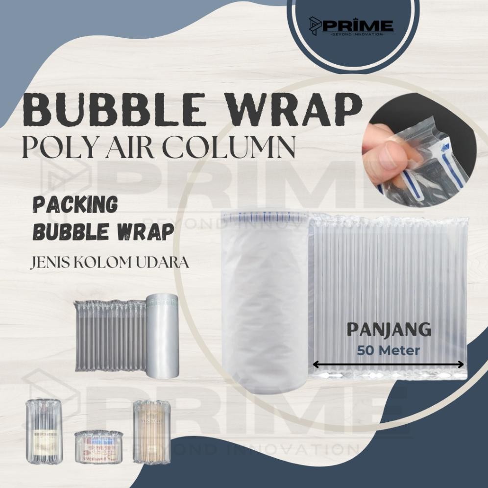 

BUBBLE WRAP 50 METER KOLOM UDARA AIR COLUMN CUSHION PACKAGING PLASTIK AMAN TEBAL KUAT AST