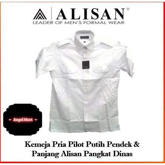 Kemeja Pria Pilot Putih Pendek Alisan Pangkat Dinas