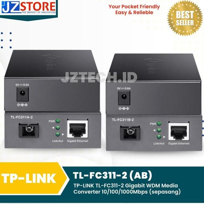 Tplink Tl-Fc311-2 Gigabit Wdn Media Converter 10/100/1000Mbps New Stok