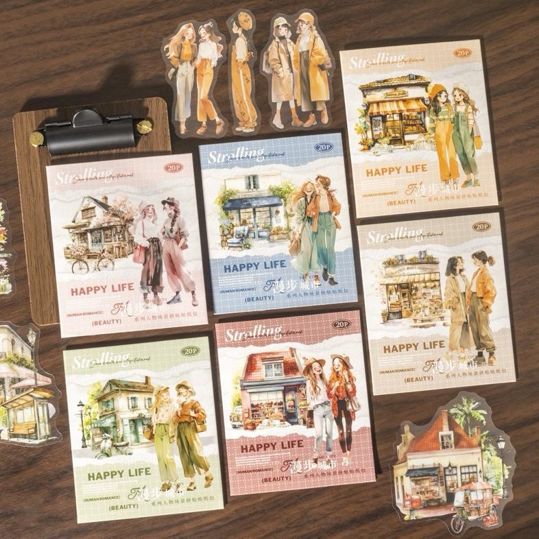 

(3CD) sticker transparan persahabatan teman toko friendship friend shop cafe happy life series AST