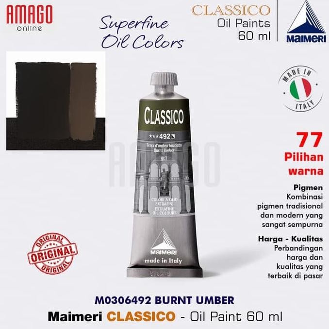 

Cat Minyak Lukis MAIMERI Classico - Oil Paint - Burnt Umber - 60ml - M0306492 AST