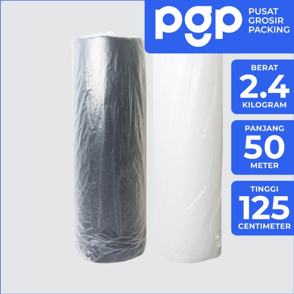 

Bubble Wrap Hitam / Bening 2.4KG 125CM X 50M - Dengan Core - Plastik Buble/Bubel Packing AST