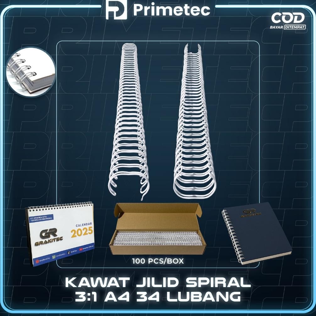 

Ring Kawat Spiral Jilid Spiral A4 3:1 | 34 lubang Primetec AST