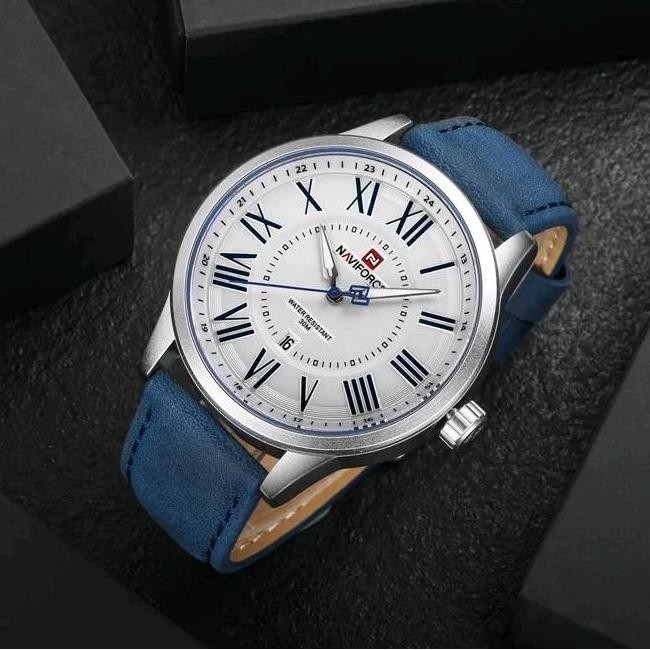 Tersedia NAVIFORCE ORIGINAL ROMAWI HY-9126SUA || JAM TANGAN PRIA STRAP KULIT FITUR TANGGAL AKTIF DIA