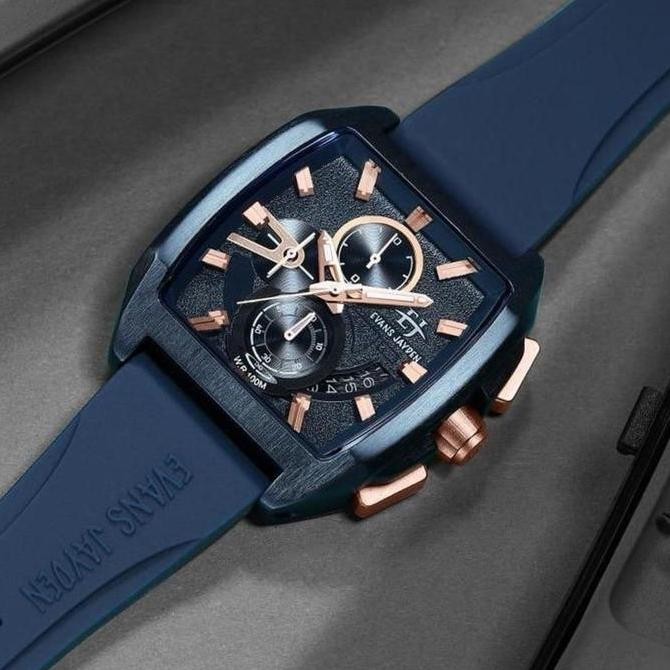 Tersedia DISKON Evans Jayden Jam Tangan Pria 9546 Rubber Silicon Chronograph Kaca Sapphire Water Res