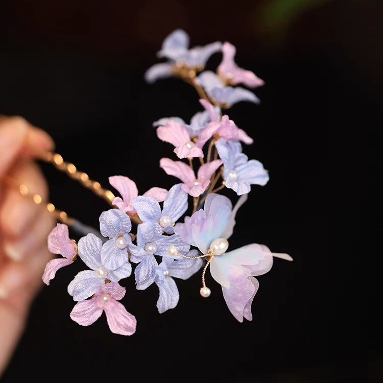 Tang Style Purple Flower Hanfu Hairpin Hair Accessory for Women