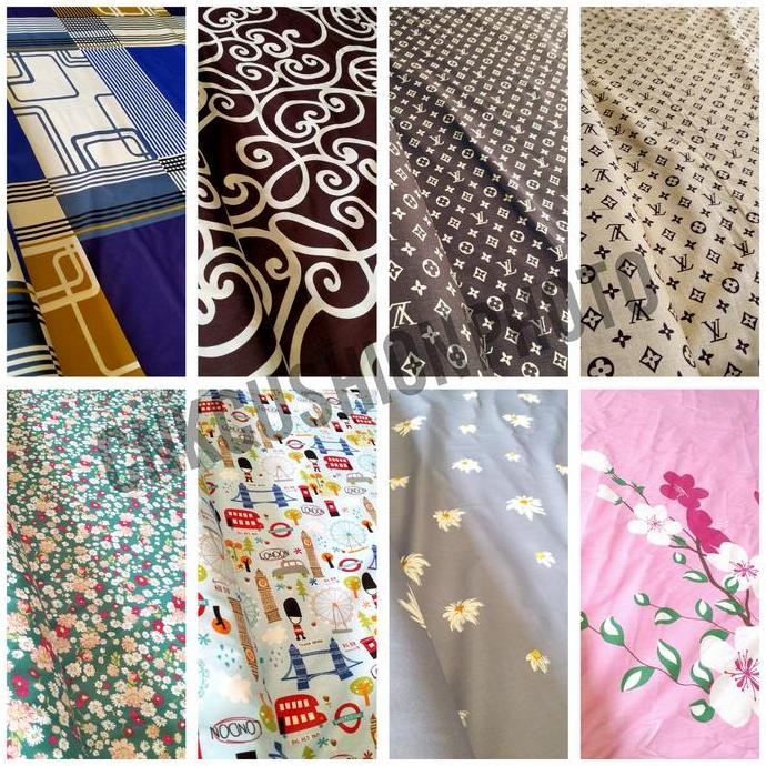 BAHAN KAIN SPREI KATUN NIKITA CORAK LV BURBERRY BATIK POLOS METERAN