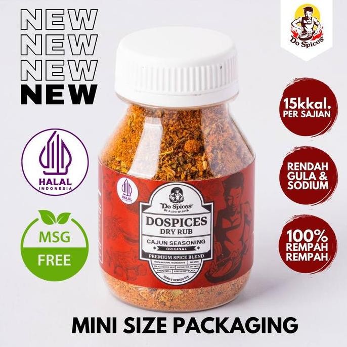 

Dospices [mini size] Healthy Dry Rub [Cajun Seasoning] Bumbu Marinasi Rendah Kalori [55 Gr] Bubuk Rempah Instan Rendah gula Rendah lemak