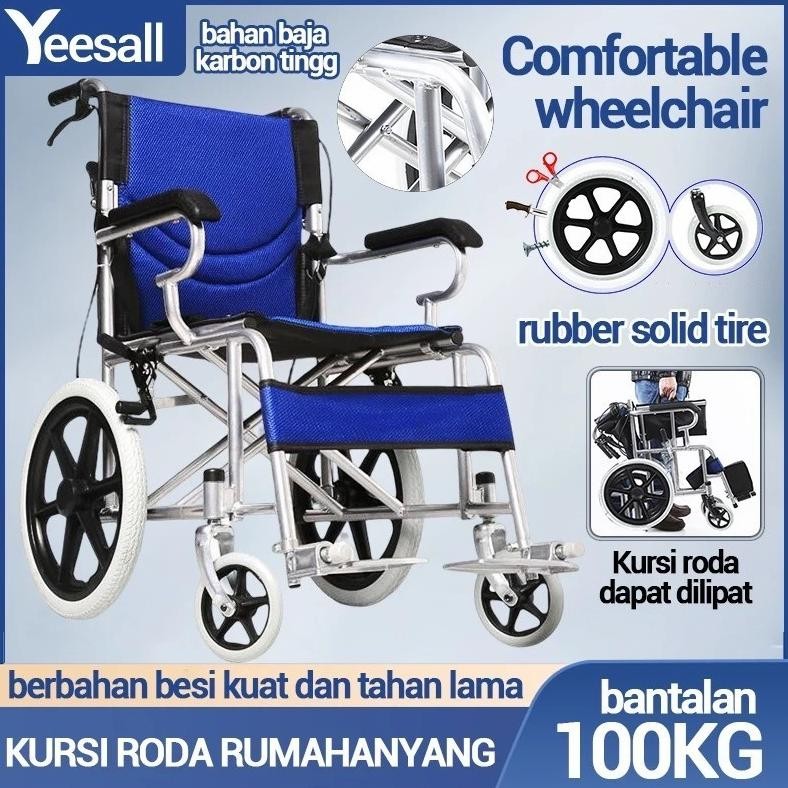 Kursi Roda Alluminium Bisa Dilipat / Kursi Roda Lansia / Travel Kursi Roda Lipat