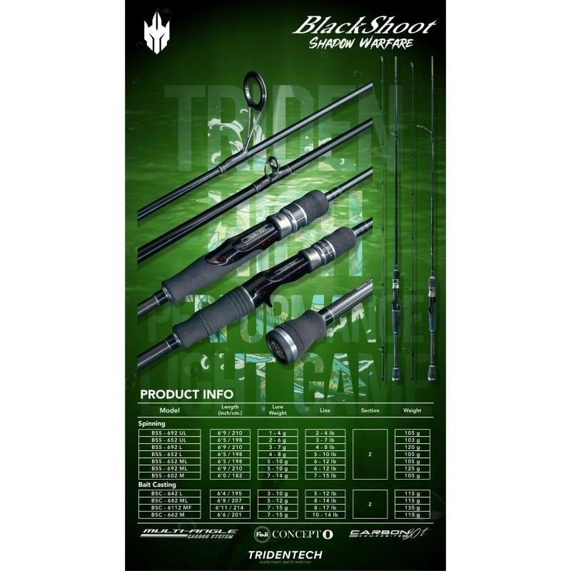 Joran Bc Tridentech Black Shoot Skyflex Carbon - Juragan Pancing Murah