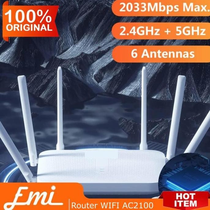 Mijia Wifi Router Gigabit Ac2100 2033Mbps High Big Antena New Stok