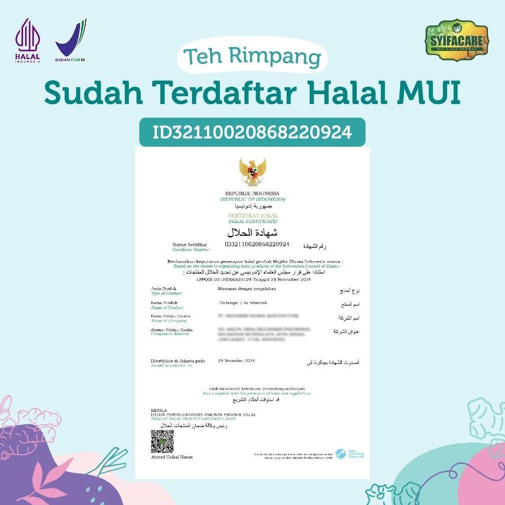

[Paket 3 Pcs] Teh Rimpang Syifacare - Minuman Instan Herbal Rempah Jahe Kunyit Lengkuas Sereh - BPOM & HALAL MUI