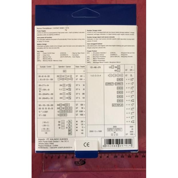 

Kalkulator / Calculator Joyko Cc-8CO Cc8co