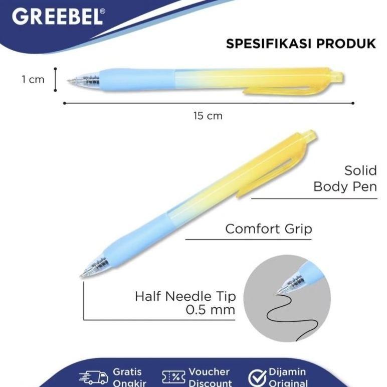 

Greebel Gel Pen Aurora GP-511 0.5 Hitam (12PCS/SET) / Greebel Pulpen Gel Pastel