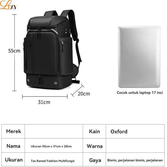 Murah Lexy Tas Traveling Pria Kapasitas Besar Ransel Multifungsi Tahan Air Dengan Kompartemen Sepatu