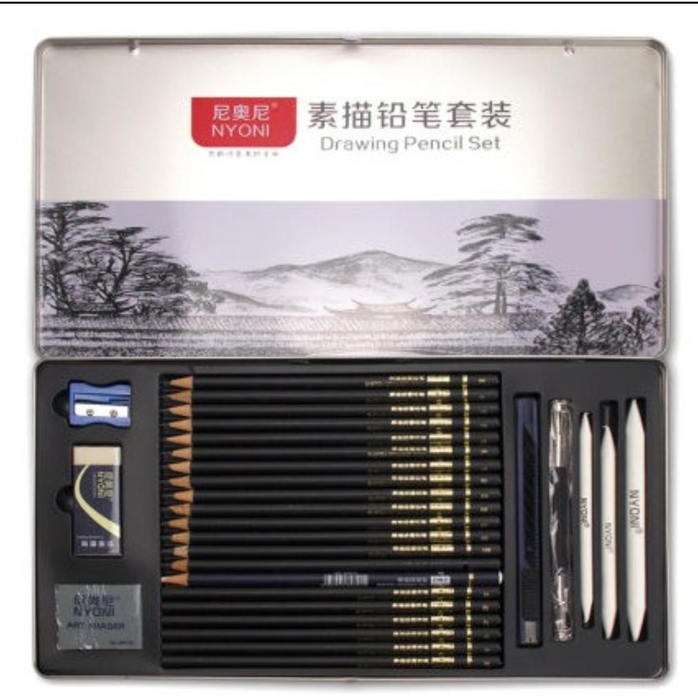

drawing pencil set nyoni kumplit tin case