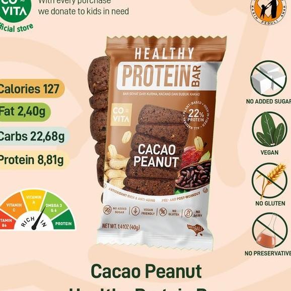 

Covita Healthy Protein Bar Cacao Peanut Makanan Nt Sehat