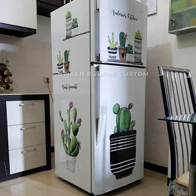 (Allthebest) Stiker kulkas 2 pintu kaktus Jumbo
