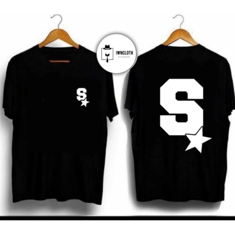 Promo Kaos Inisial Nama Huruf S Star Sablon Dtf T-Shirt Kaos Distro Pria Wanita