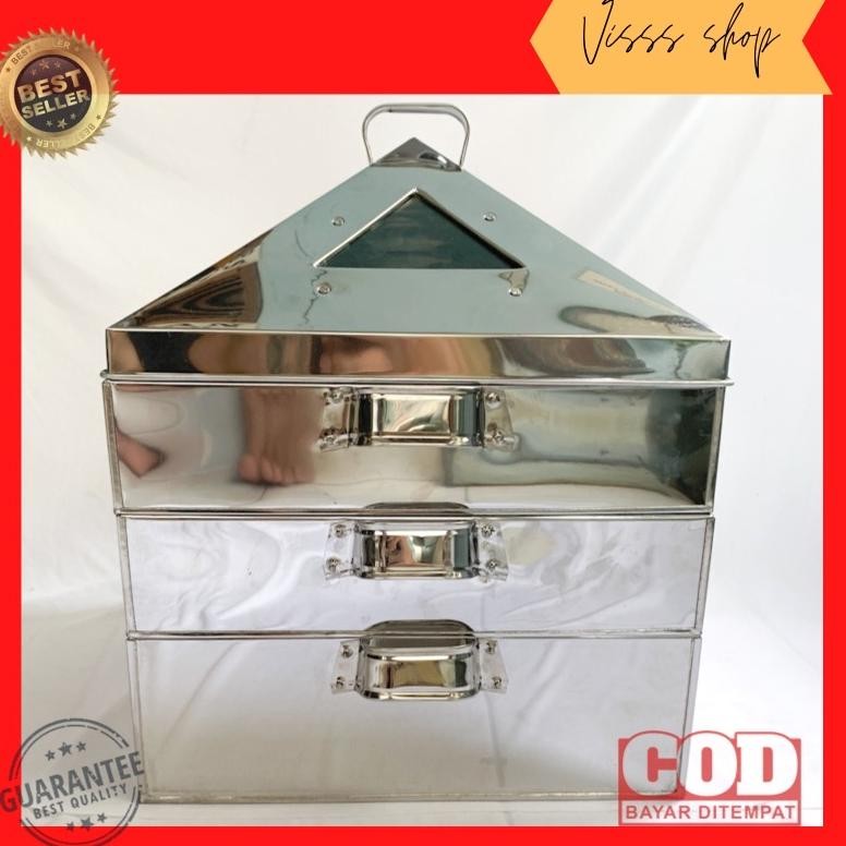 Klakat Susun 3 Stainless Kotak Kukusan Steamer Dimsum Kue Bolu Kukus Muffin