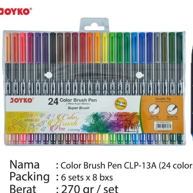 

Joyko Super Brush Pen 24 Color + Fine tip ( 2 in 1 ) Clp-13A Clp13A