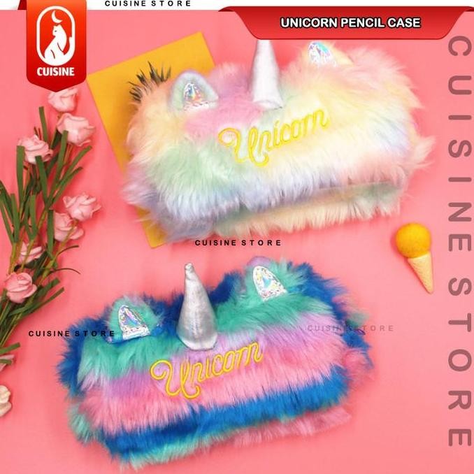 

Kotak Tempat Pensil Anak MAGICAL UNICORN BULU 20 cm Besar Pencil Case 3D PS