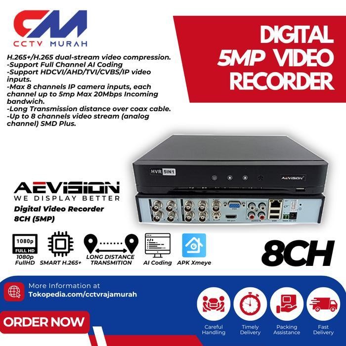 Dvr Aevision 8Ch Hs-Bh3008Vh Xmeye 5Mp Original Dan Terpercaya