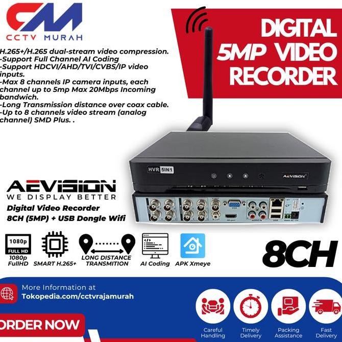DVR AEVISION 8CH HS-BH3008VH XMEYE 5MP