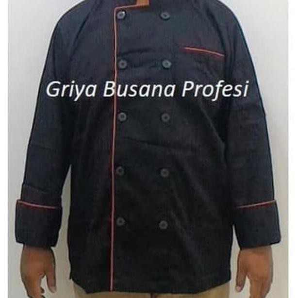 Jumbo 3Xl Seragam Baju Chef Baju Koki Hitam Lengan Panjang Xxxl Ld140