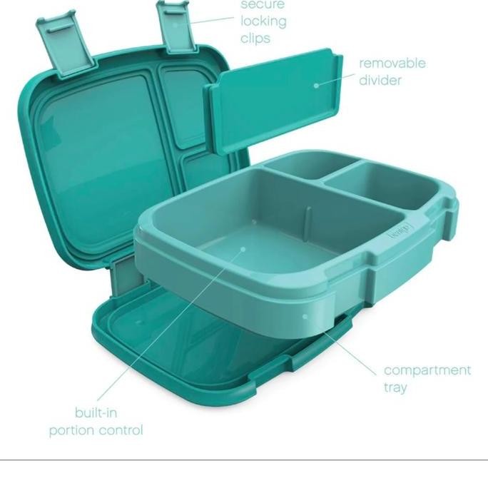 Bentgo Fresh Leak Proof 4 Compartment Bento Kid Lunch Box Blue / Green