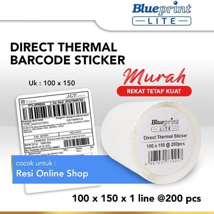

BRG BARU Thermal Sticker Label 100x150 BluePrint 200pcs Label 100x150 500pcs