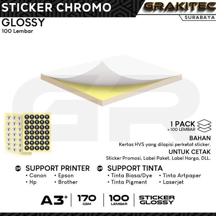 

DISKON Grakitec Sticker Chromo A3+ Isi 100 Lembar | Stiker Kromo, bontak, CTS, Cast-coated Cromo