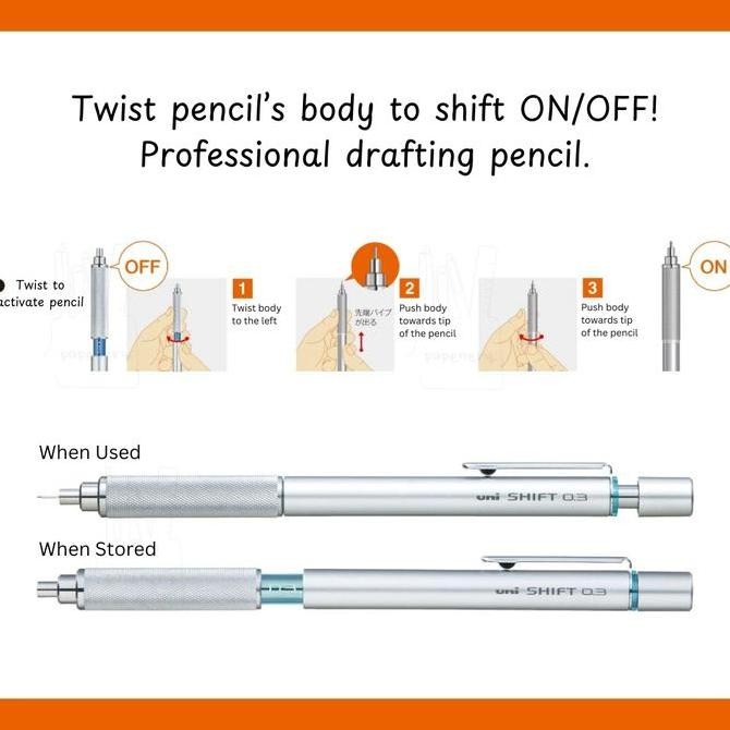 

BEBAS ONGKIR - Uni Shift Pipe Lock Drafting Pencil Mechanical Pencil 0.3 0.4 0.5 0.7 0.9 mm Pensil Mekanik untuk Menggambar