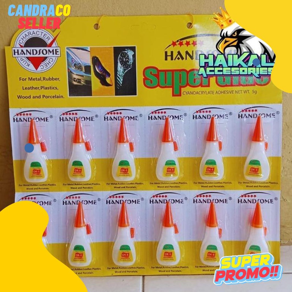 

Lem Super Glue Handsome Botol 5G Isi 12Pcs Paket Hemat Untuk Usaha Diskon Setengah Harga