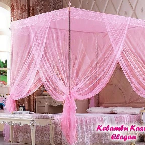 KELAMBU NYAMUK BENTUK KOTAK MEWAH + RANGKA TIANG PENYANGGA