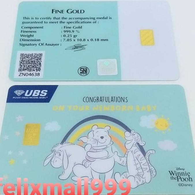 Tersedia GIFT SERIES UBS DISNEY 0.25 GR CONGRATULATIONS NEWBORN POOH
