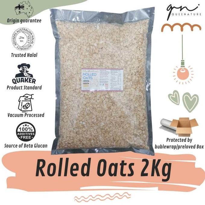 

Oats Australian Rolled Oats Roll Oat Giling Menir Gandum Kasar 2 Kg Best Seller
