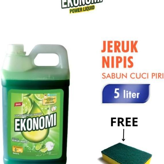 Sabun Cuci Piring Ekonomi Free Spons Pencuci Piring Kemasan 5 Liter