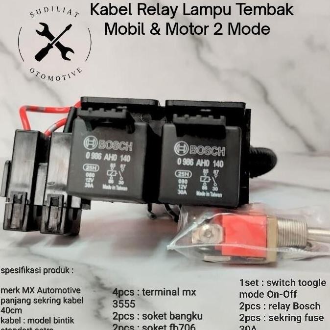 Tersedia KABEL RELAY SET LAMPU TEMBAK MOTOR DENGAN  RELAY BOSCH - 2 MODE