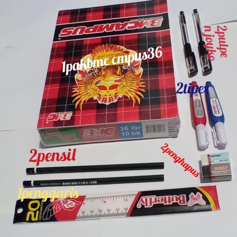 

At43 Promo Paket Lengkap Sekolah:2Pulpen, 2Tipex,2Pensil, 2Penghapus Pensil, 1Penggaris Dan 1Pak Buku(10Pcs) Bmc Campus At43