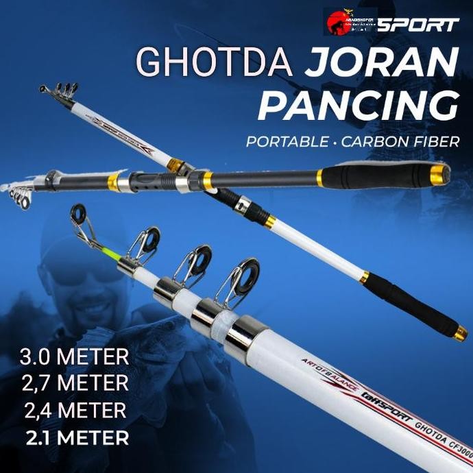 Tersedia Ghotoda joran pancing 2,4 meter Hitam