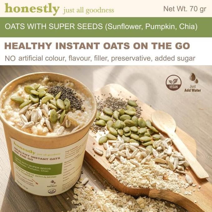 

Healthy Instant Oatmeal Cup Oatmeal Instan Vegan -Super Seeds - Terbaru