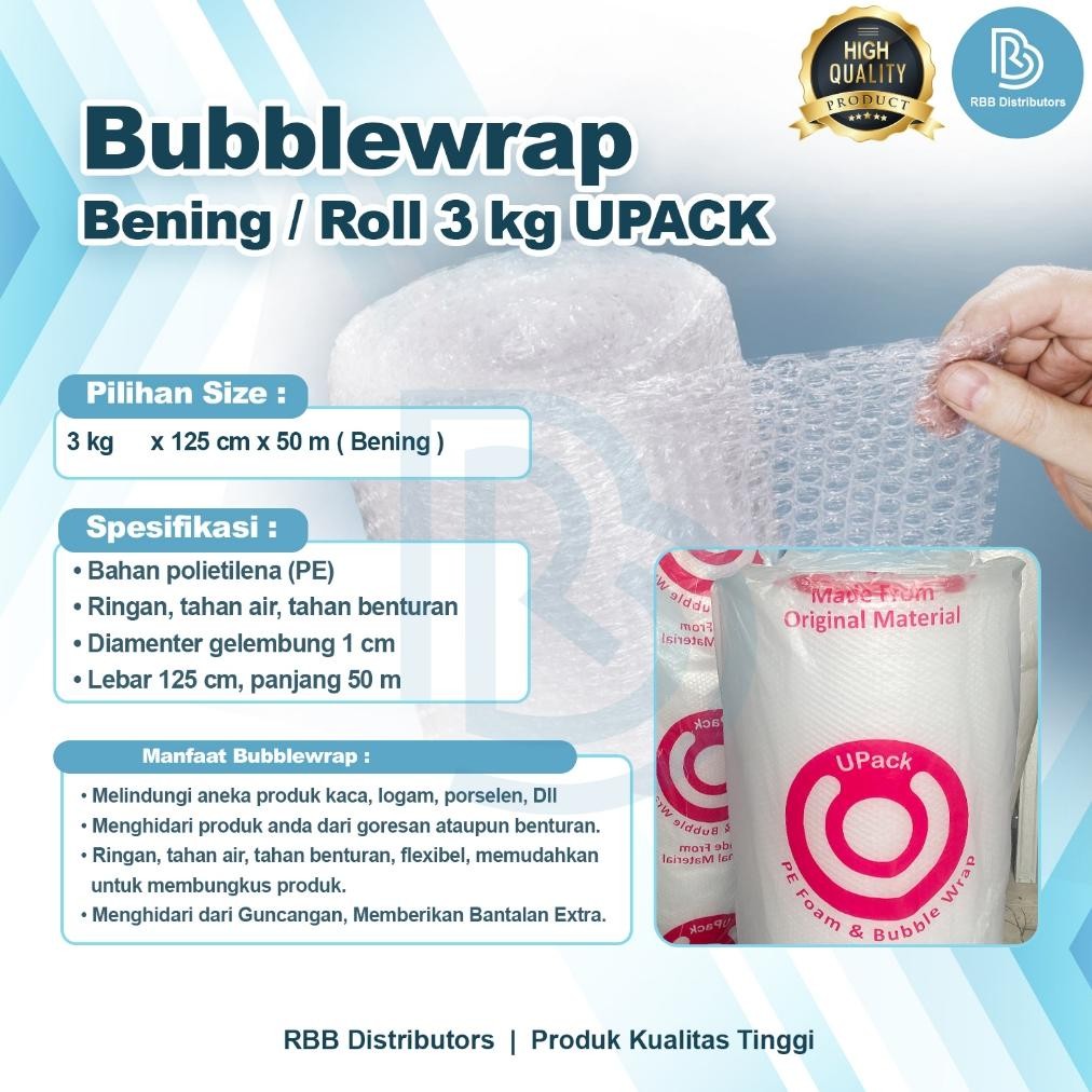 

Produk Baru!! Bubble Wrap Bening 125cm x 50m 3Kg - Plastik Packing Barang Pecah Belah