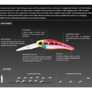 Tersedia ZEREK Umpan Pancing Minnow TANGO SHAD 69mm | 10.5g | Depth 2.5 | Floating