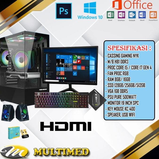 CPU PC RAKITAN KOMPUTER OFFICE / DESIGN CORE I5 1 SET MONITOR
