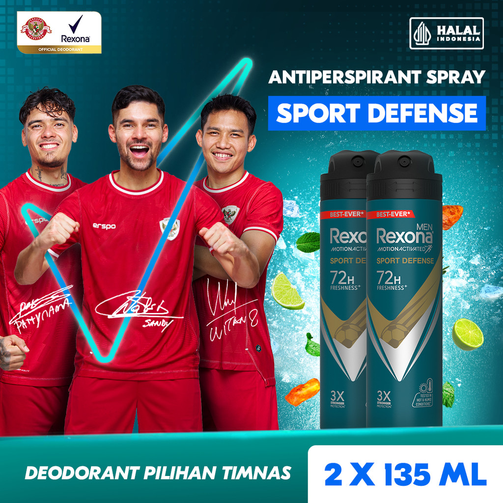 Rexona Men Antiperspirant DEODORANT SPRAY Sport Defense 135ml - Twinpack (2 x 135ml)